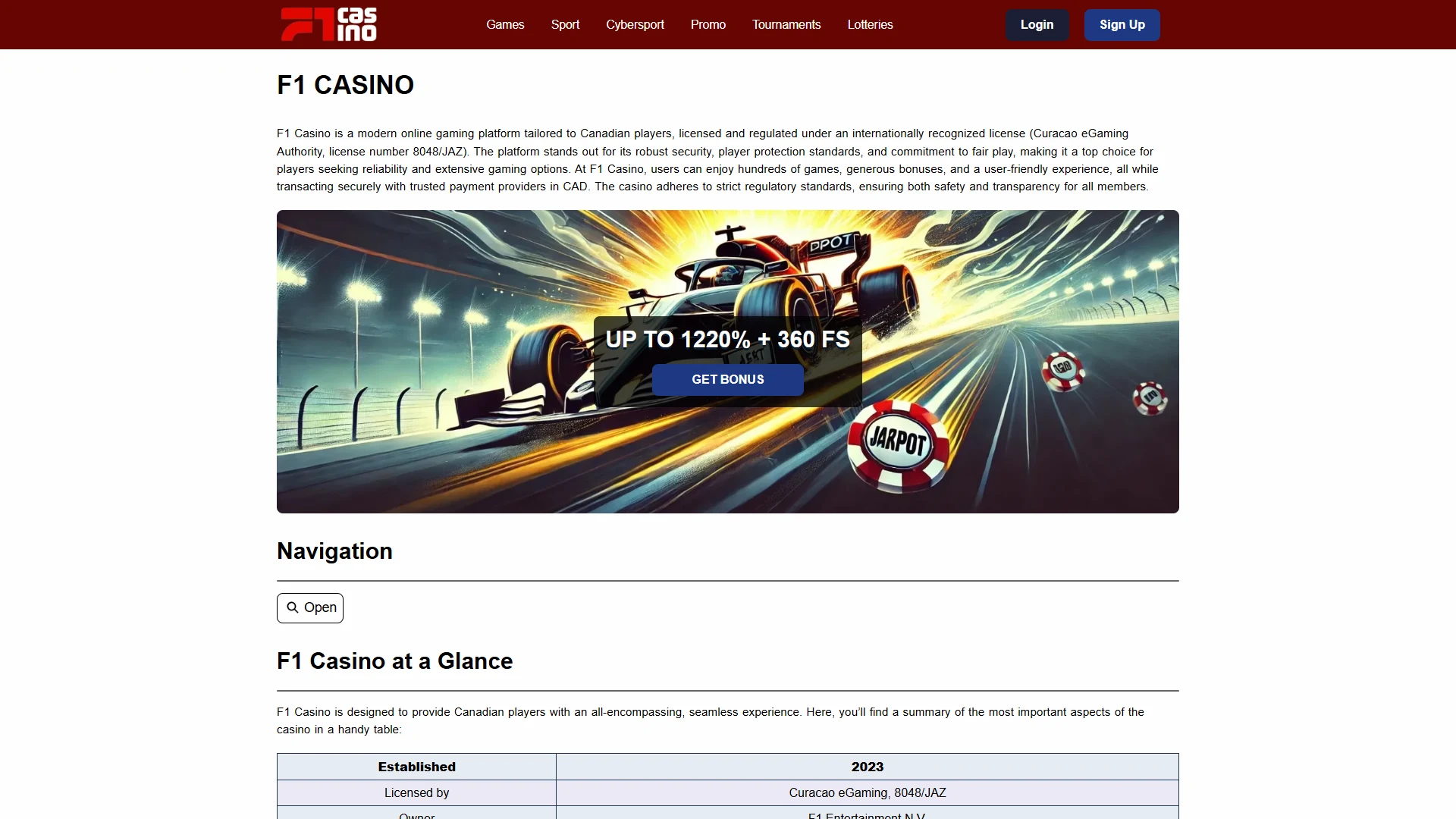 F1 homepage